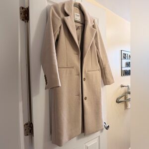 A&F Wool Blend Tailored Top Coat Beige Petite